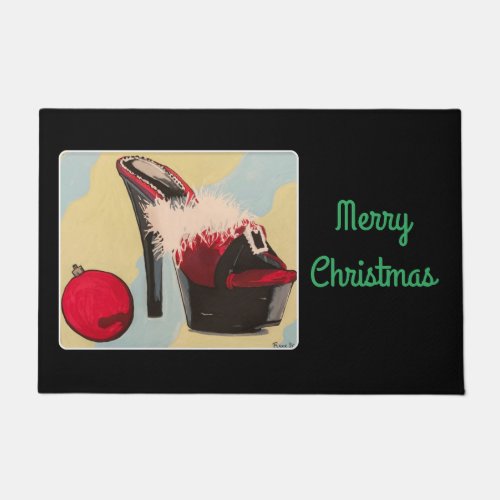 Naughty Girl Christmas 2020 Painting on a Doormat