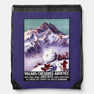 Naughty Gnomes Making Giant Snowball Poster Drawstring Bag