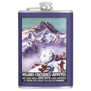 Naughty Gnomes Making Giant Snowball Poster Hip Flask