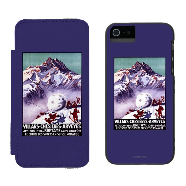 Naughty Gnomes Making Giant Snowball Poster Incipio iPhone Wallet Case (Side by Side)