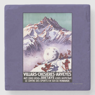 Naughty Gnomes Making Giant Snowball Poster Stone Coaster