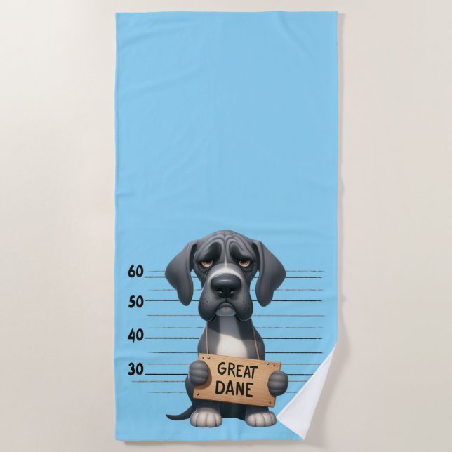 Naughty Great Dane Beach Towel (Front)