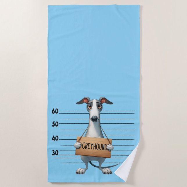 Naughty Greyhound Beach Towel (Front)