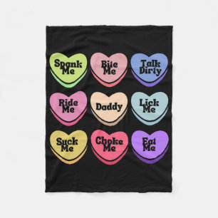 Naughty Heart Candy Daddy Spank Me Adult Humor Cou Fleece Blanket
