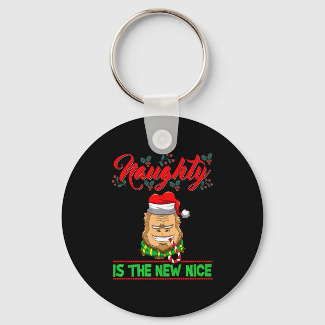 Naughty Is The New Nice Christmas Santa Xmas Premi Keychain (Front)
