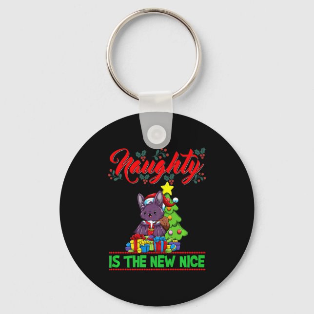 Naughty Is The New Nice Christmas Santa Xmas Premi Keychain (Front)