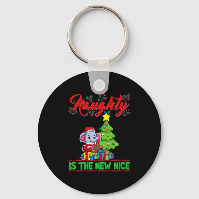 Naughty Is The New Nice Christmas Santa Xmas Premi Keychain (Front)