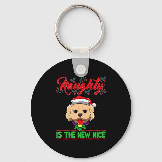 Naughty Is The New Nice Christmas Santa Xmas Premi Keychain (Front)