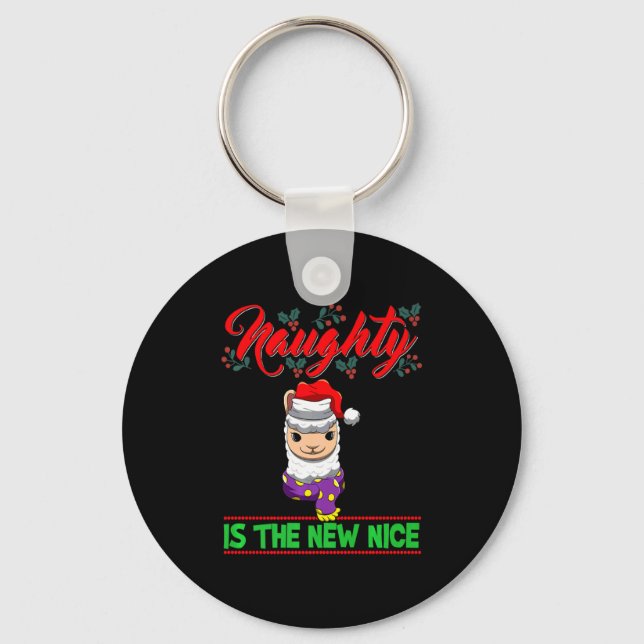 Naughty Is The New Nice Christmas Santa Xmas Premi Keychain (Front)