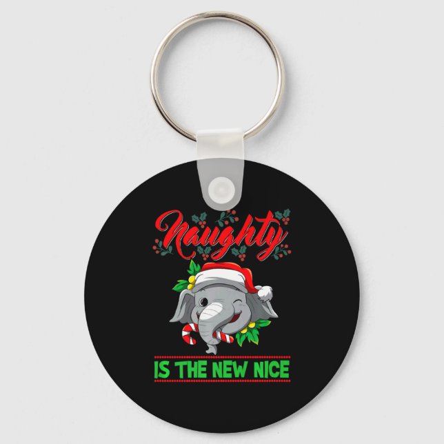 Naughty Is The New Nice Christmas Santa Xmas Premi Keychain (Front)