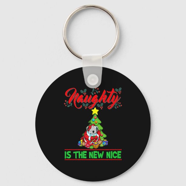 Naughty Is The New Nice Christmas Santa Xmas Premi Keychain (Front)