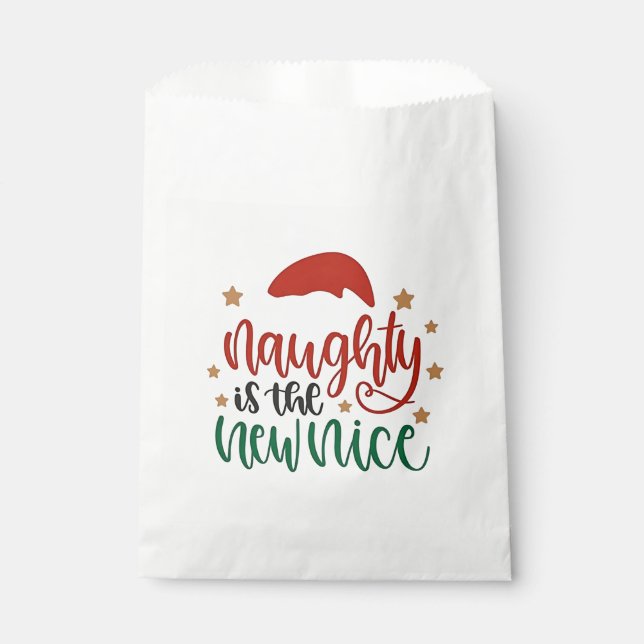 Naughty is The New Nice Funny Christmas Santa Favor Bag (Front)
