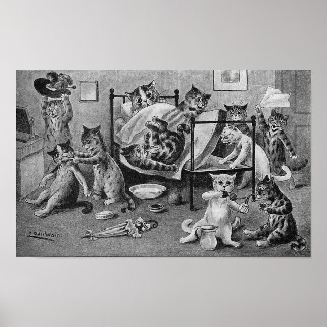 Naughty Kittens, Louis Wain Poster (Front)