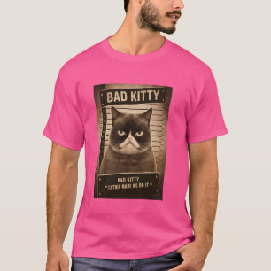 Naughty Kitty Jail Photo Catnip Made Me Do It Cat T-Shirt