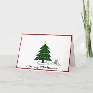 Naughty Kitty Meowy Christmas Holiday Card