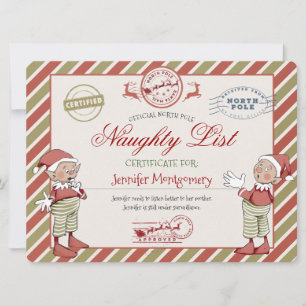 Naughty List Certificate from Santa Claus Invitation
