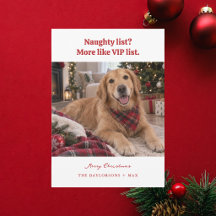 Naughty List Christmas Funny Pet Photo Modern
