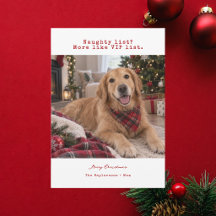 Naughty List Christmas Funny Pet Photo Modern
