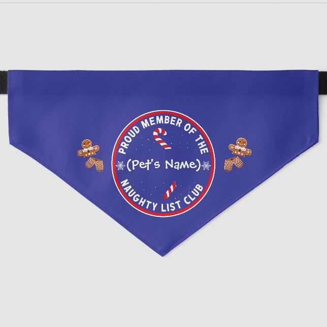  Naughty List Club Personalized Pet Bandana Collar (Front)