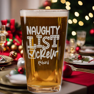 Naughty List Crew Add Name Etched Gift Pint Glass