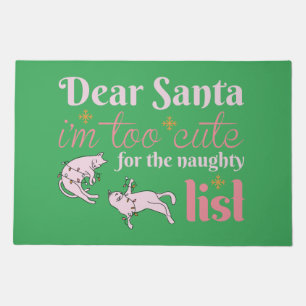 Naughty List Cute Christmas Cat Doormat