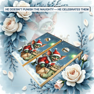 Naughty List Delivery: The Goblin Clause Chronicle Cornhole Set