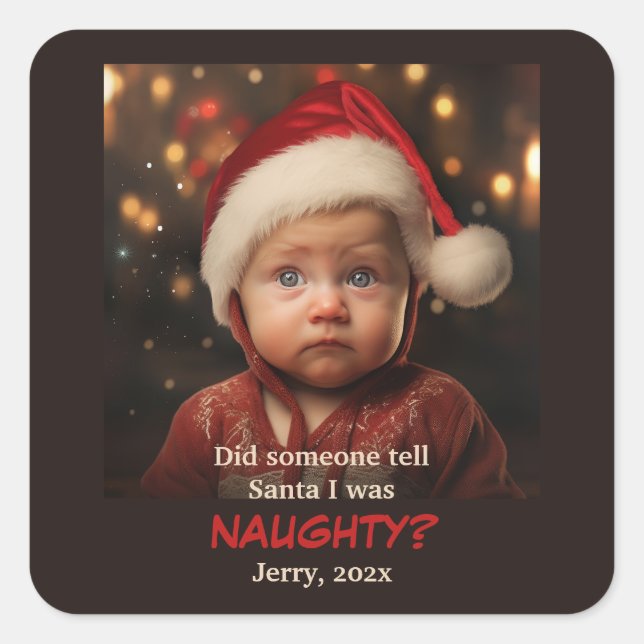 Naughty List Fun Photo Christmas Sticker (Front)