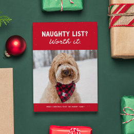 Naughty list funny cute red Christmas Holiday Card