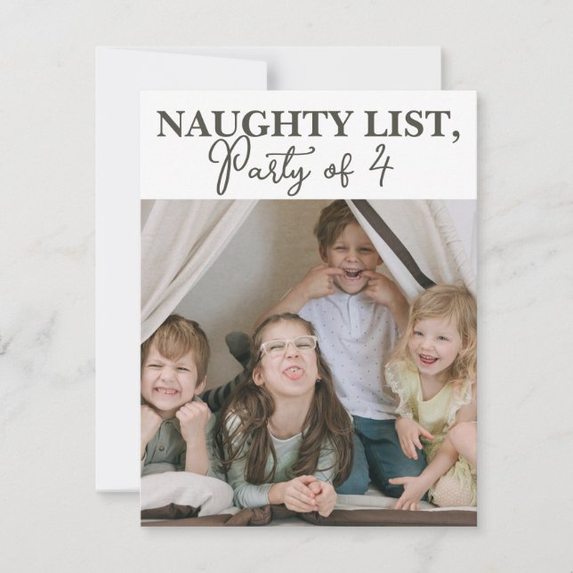 Naughty List Funny Photo Christmas Card (Front)