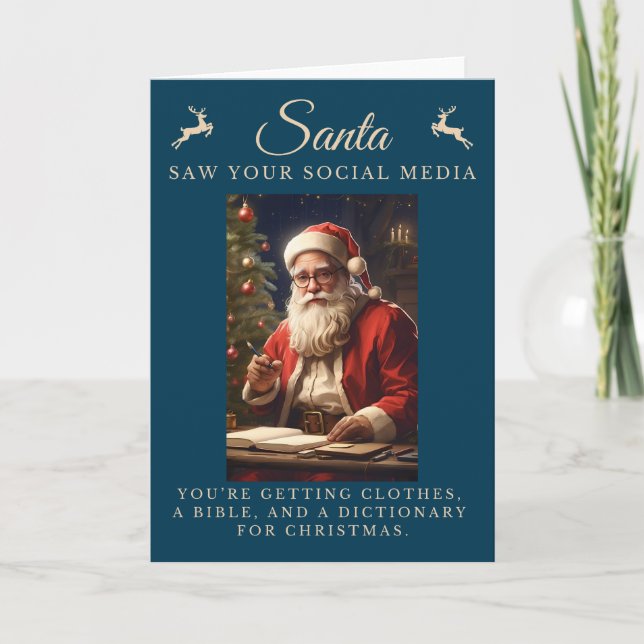Naughty List Funny Sarcastic Santa Christmas Card (Front)