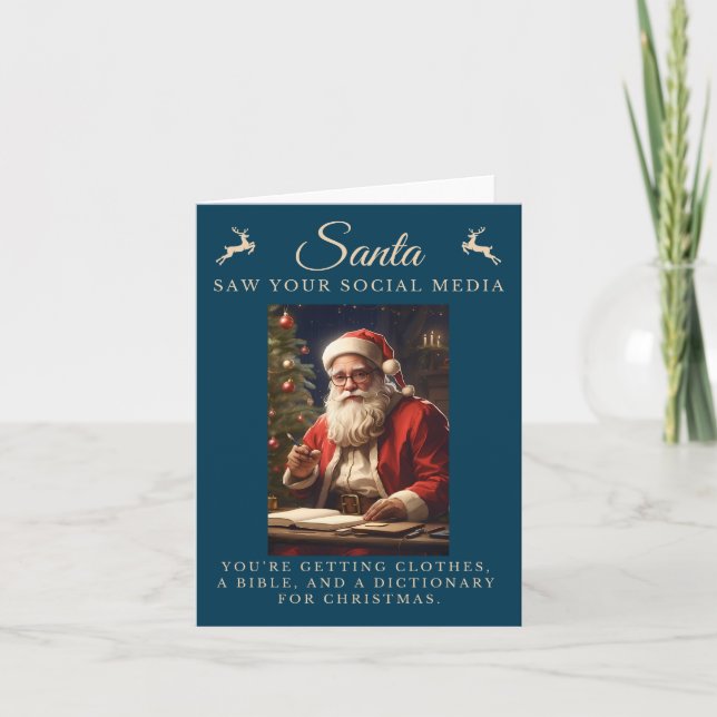 Naughty List Funny Sarcastic Santa Christmas Card (Front)