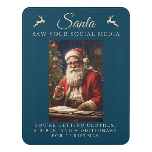 Naughty List Funny Sarcastic Santa Christmas Door Sign