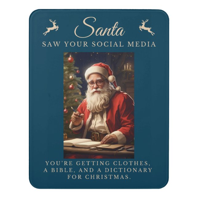 Naughty List Funny Sarcastic Santa Christmas Door Sign (Contemporary Vert)