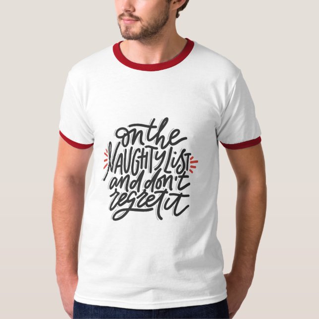 NAUGHTY LIST/ HO HO Men's Christmas Holiday Modern T-Shirt (Front)