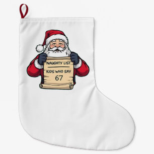 Naughty List Kids Who Say 6 7 Six Seven Christmas Large Christmas Stocking