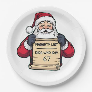 Naughty List Kids Who Say 6 7 Six Seven Christmas Paper Plates