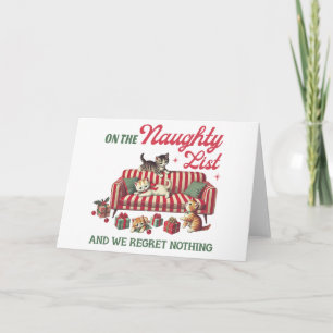 Naughty List Kittens - vintage christmas Card