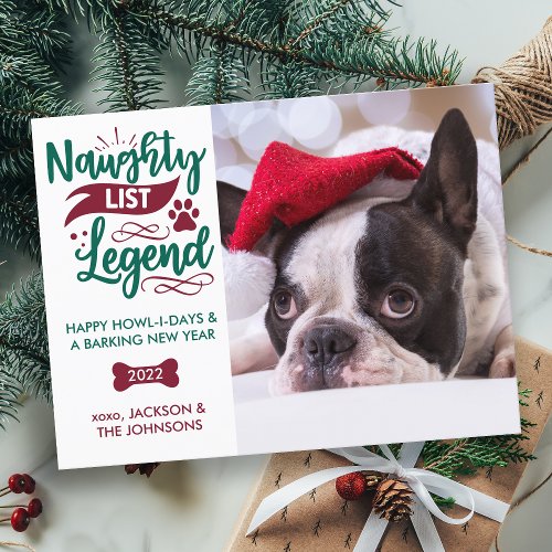Naughty List Legend Custom Pet Dog Photo Holiday Postcard