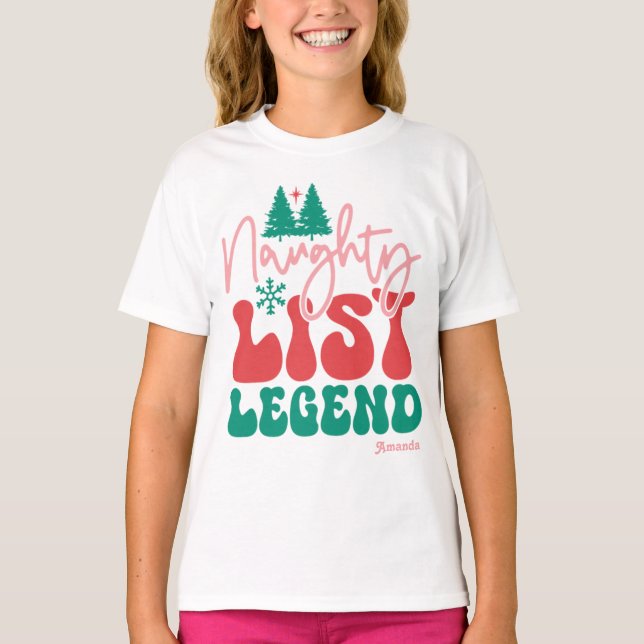 Naughty List Legend – Funny Personalized Christmas T-Shirt (Front)