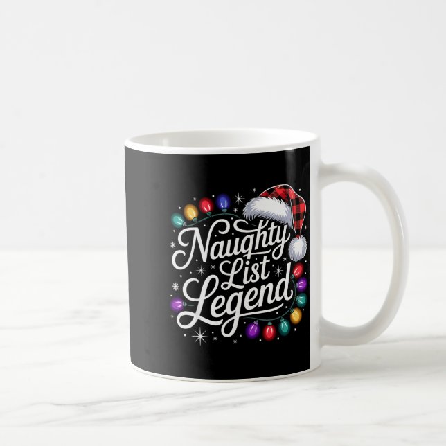 Naughty List Legend Xmas Lights Buffalo Plaid Red  Coffee Mug (Right)