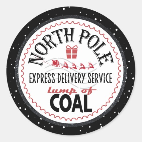 Naughty List  Lumps of Coal from the North Pole  Classic Round Sticker