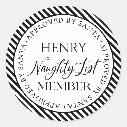 Naughty List Member Approved By Santa Christmas Classic Round Sticker