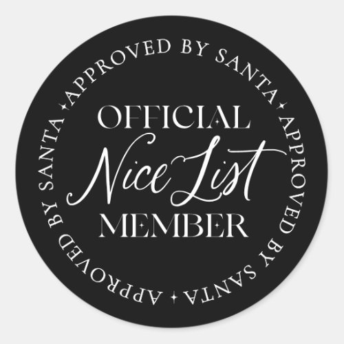 Naughty List Member Approved By Santa Christmas Classic Round Sticker