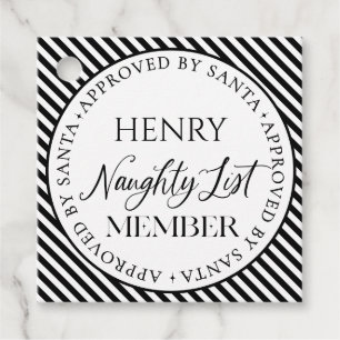 Naughty List Member Approved By Santa Christmas Favor Tags