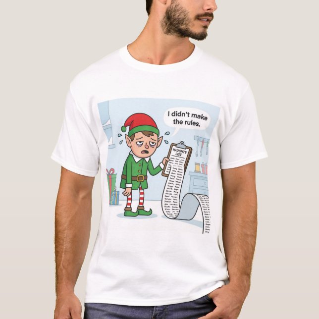 Naughty List Overload – Elf Accountability Tee (Front)