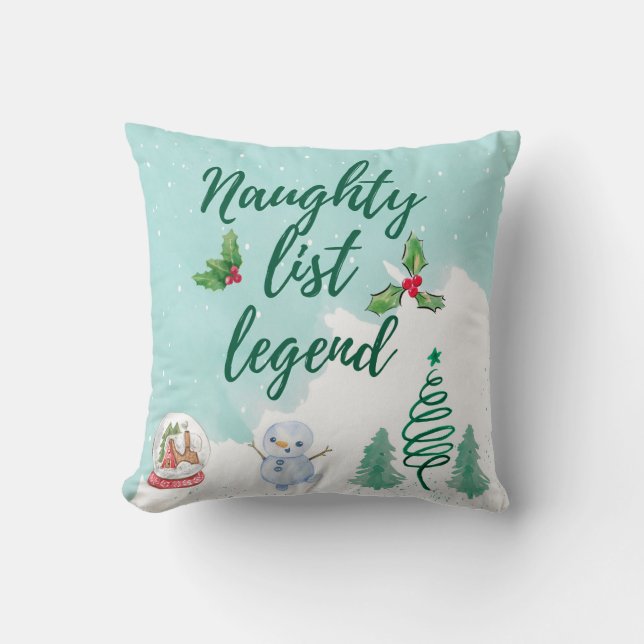 Naughty list throw pillow (Front)