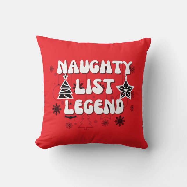 Naughty list throw pillow (Front)