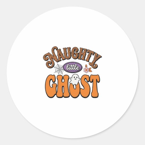 Naughty Little Ghost Vintage Halloween Shirt Desig Classic Round Sticker