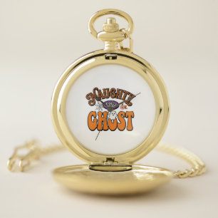Naughty Little Ghost Vintage Halloween Shirt Desig Pocket Watch
