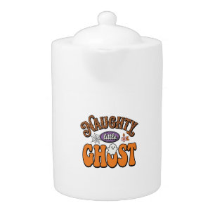 Naughty Little Ghost Vintage Halloween Shirt Desig Teapot